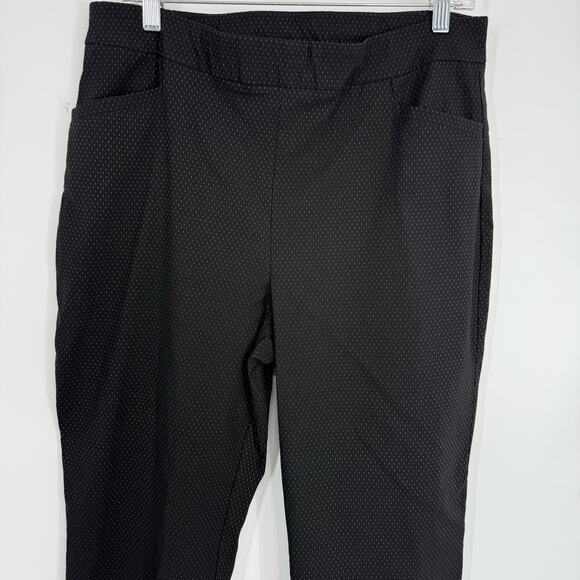 Chicos 1.5 Stretch Ponte Ankle Pants size Medium Black dotted Pattern Pull on - Picture 5 of 12